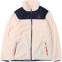 CHUMS Logo Fleece Jacket Unisex - Cream/Navy Long Sleeve Zip Up CH04-1360-W055 CHUMS Logo Fleece Jacket Unisex - Cream/Navy Long Sleeve Zip Up CH04-1360-W055
