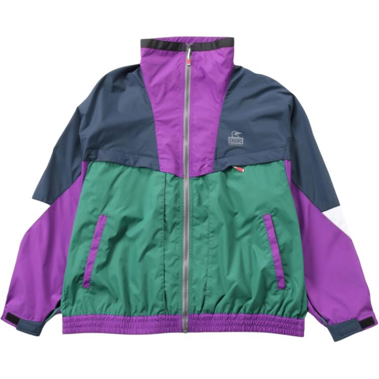 CHUMS Logo Patchwork Colorblock Casual Jacket Unisex Green CH04-1395-N065