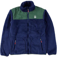 CHUMS Logo Stand Collar Fleece Jacket Unisex - Blue Green Stripes CH04-1360-N065 CHUMS Logo Stand Collar Fleece Jacket Unisex - Blue Green Stripes CH04-1360-N065