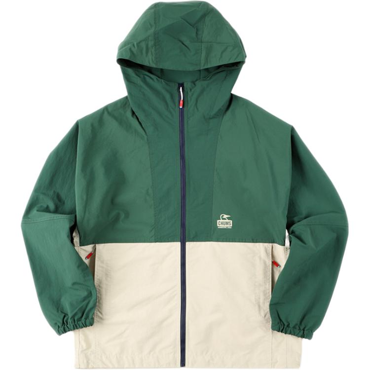 CHUMS Outdoor Casual Hooded Jacket Unisex Green/White CH04-1258-M085