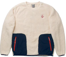CHUMS Outdoor Crewneck Pullover Fleece Sweatshirt Unisex Cream/Navy. CH04-1231-W056 CHUMS Outdoor Crewneck Pullover Fleece Sweatshirt Unisex Cream/Navy. CH04-1231-W056