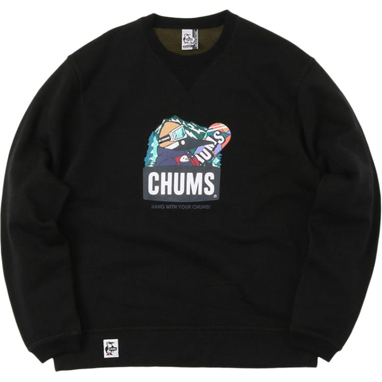 CHUMS Outdoor Fleece Crewneck Sweatshirt Unisex BLACK CH00-1358-K001