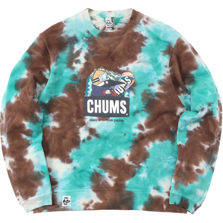 CHUMS Outdoor Fleece Crewneck Sweatshirt Unisex Forest Tie-Dye. CH00-1358-Z239