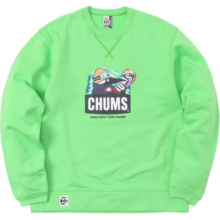 CHUMS Outdoor Fleece Crewneck Sweatshirt Unisex Fresh Green CH00-1358-M024