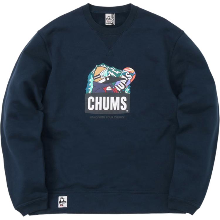 CHUMS Outdoor Fleece Crewneck Sweatshirt Unisex Navy Blue CH00-1358-N001