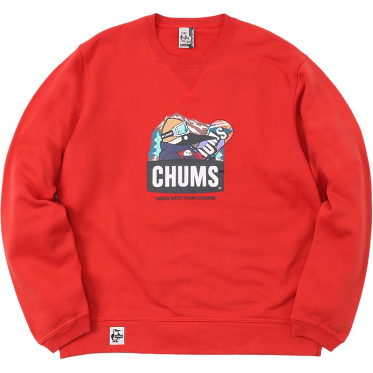 CHUMS Outdoor Fleece Sweatshirt Unisex Crewneck - Bright Red CH00-1358-R080