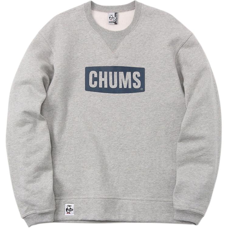 CHUMS Unisex Cozy Crewneck Pullover Sweatshirt Grey/Navy Blue. CH00-1416-G050