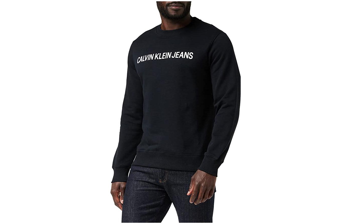 CK/Calvin Klein Black Crewneck Sweatshirt with Solid Logo Print J30J307757-039