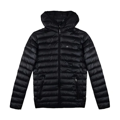 CK/Calvin Klein Black Hooded Quilted Down Jacket CM918150-BLK