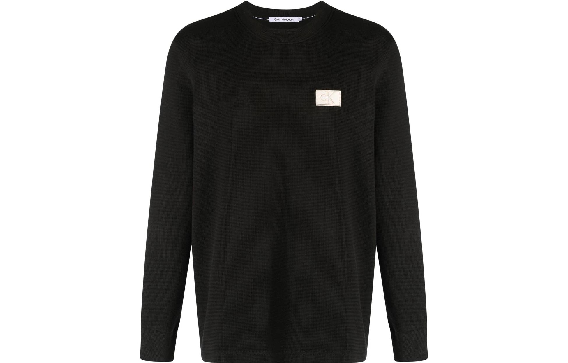 CK/Calvin Klein Black Solid Logo Crewneck Pullover Sweatshirt J30J321704BEH