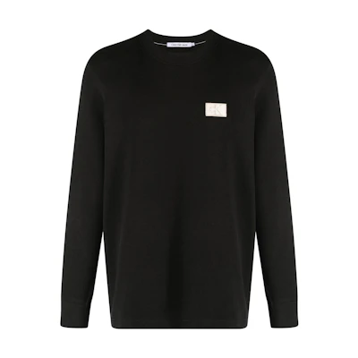 CK/Calvin Klein Black Solid Logo Crewneck Pullover Sweatshirt J30J321704BEH