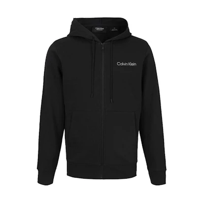 CK/Calvin Klein Black Solid Logo Print Drawstring Hooded Jacket 00GMS2J407-BAE