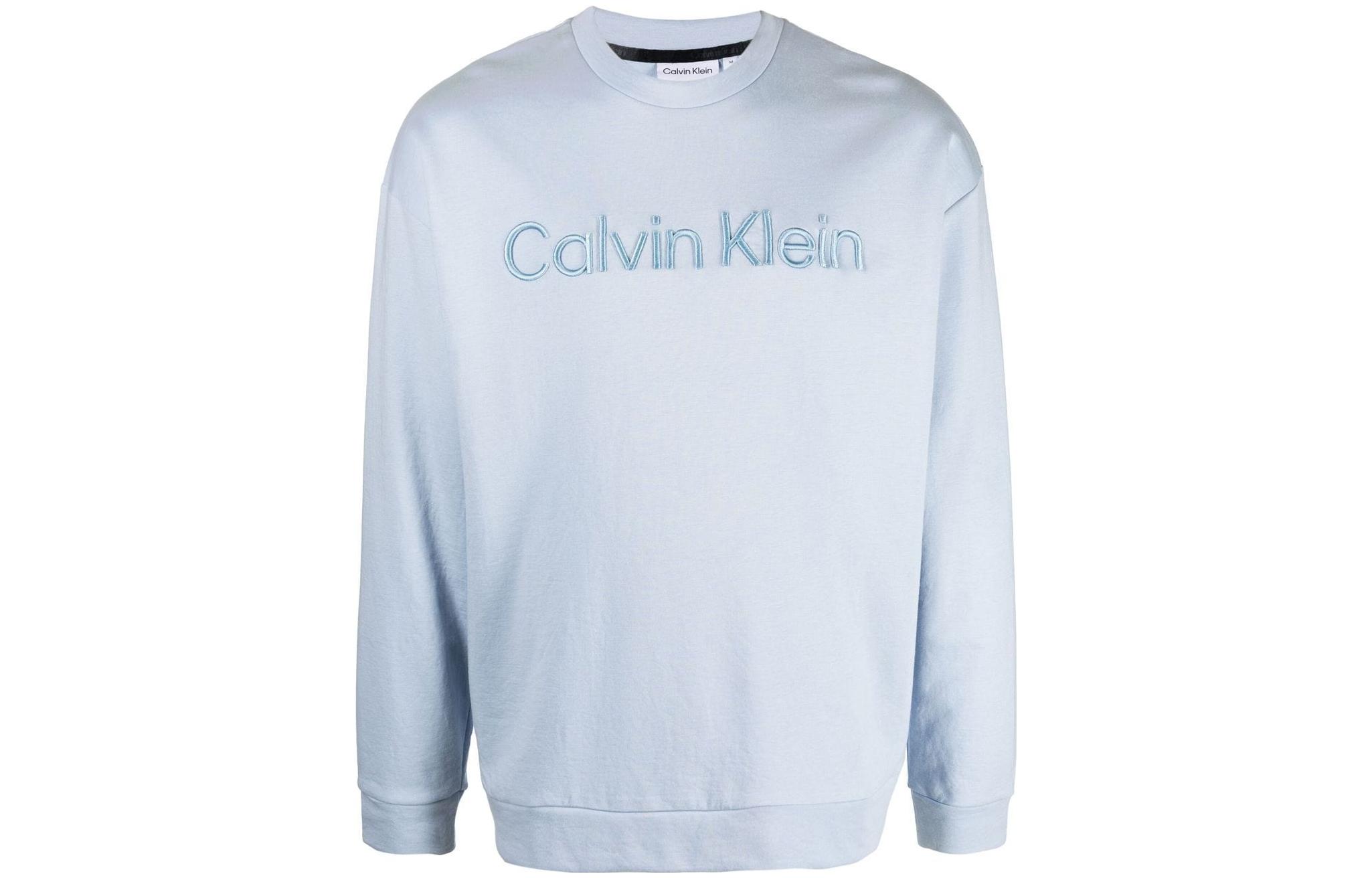 CK/Calvin Klein FW22 Blue Solid Color Embroidered Crewneck Sweatshirt Men’s K10K109699C1U