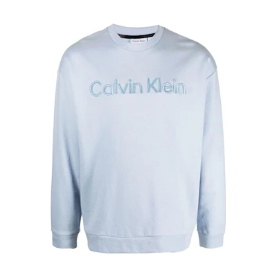 CK/Calvin Klein FW22 Blue Solid Color Embroidered Crewneck Sweatshirt Men’s K10K109699C1U