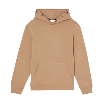 CK/Calvin Klein FW22 Solid Logo Embroidered Hoodie Unisex Camel Color J30J321883-GV7