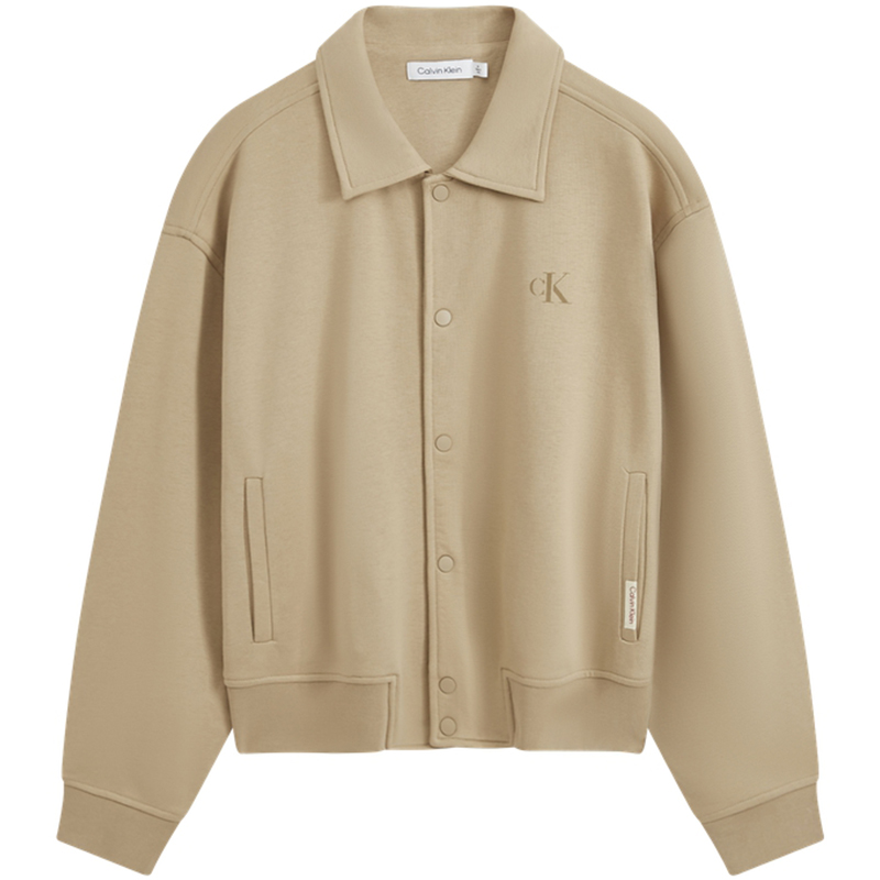 CK/Calvin Klein Khaki Solid Snap Button Loose-Fit Jacket 40LM207PBE