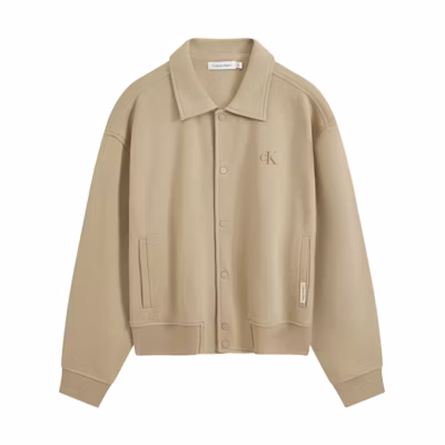 CK/Calvin Klein Khaki Solid Snap Button Loose-Fit Jacket 40LM207PBE