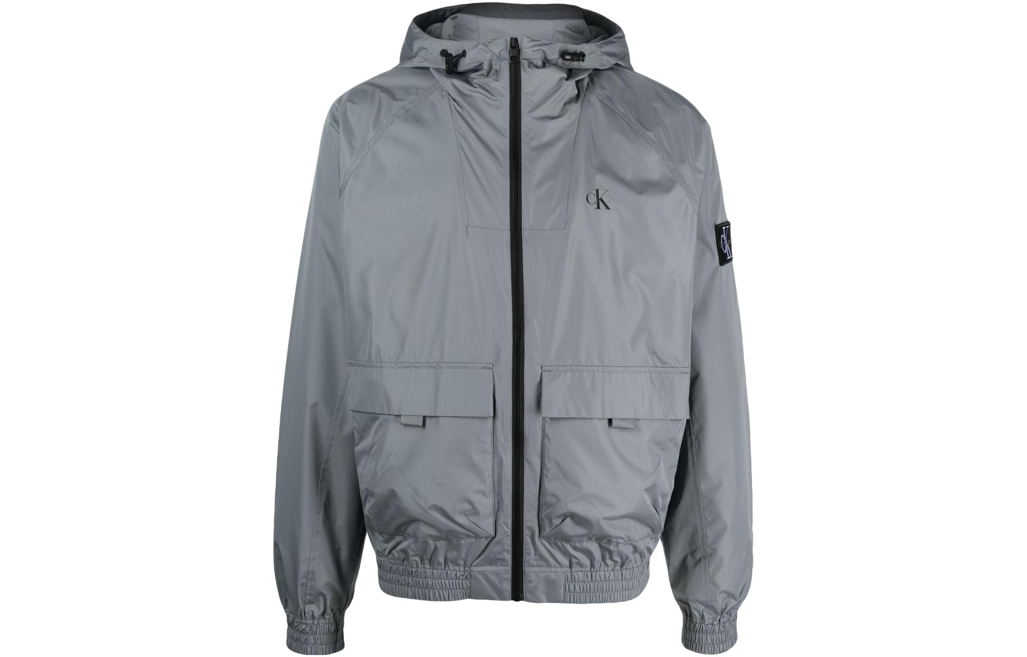 CK/Calvin Klein Logo Print Hoodie Jacket Nickel Gray () J30J322931