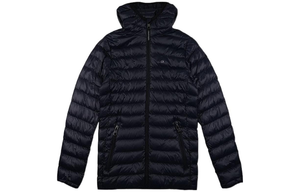 CK/Calvin Klein Navy Quilted Down Hooded Jacket CM918150-TN0