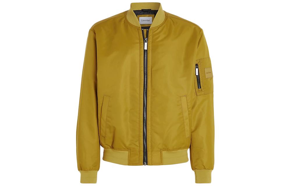 CK/Calvin Klein Olive Yellow Solid Zip-Up Long Sleeve Jacket K10K109907-LQY