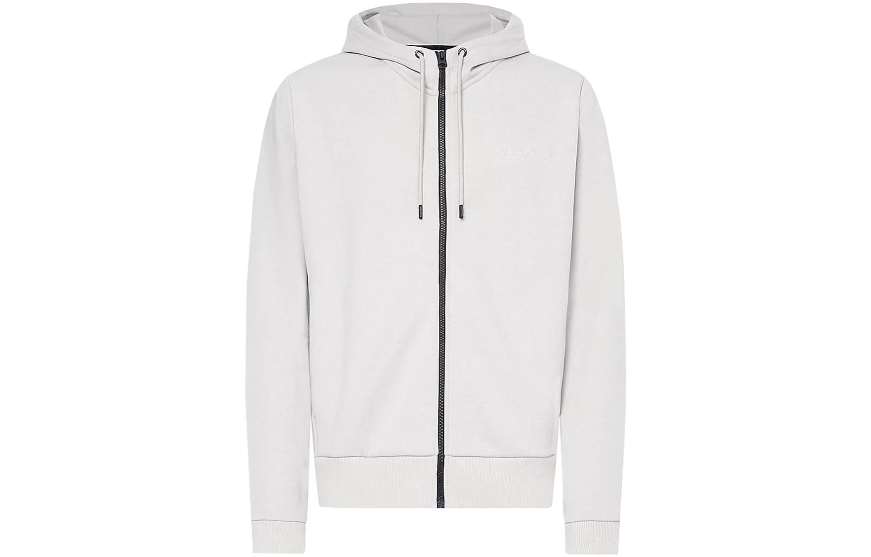 CK/Calvin Klein Plain Zip-Up Hoodie Long Sleeve Jacket - White K10K108865ACE