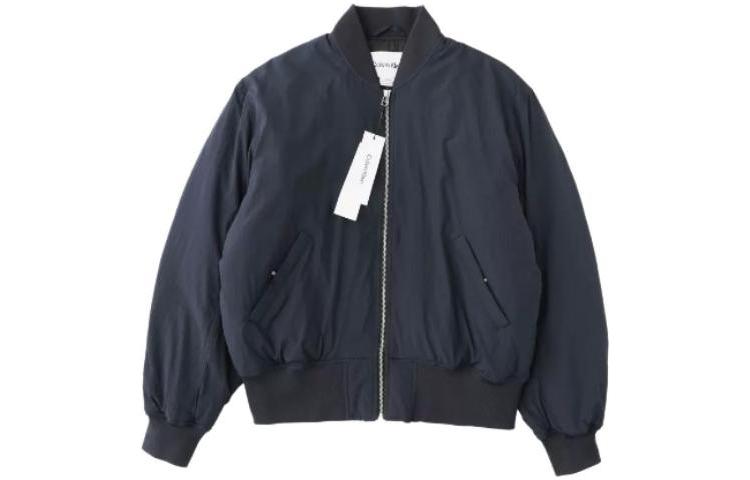 CK/Calvin Klein Solid Blue Zip-Up Collared Long-Sleeve Jacket 40JM514