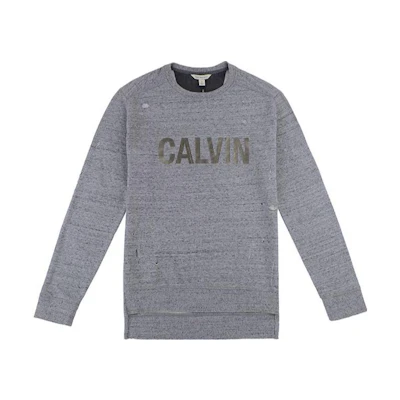 CK/Calvin Klein Solid Color Crewneck Pullover Long-Sleeve Sweatshirt Grey 41F5336