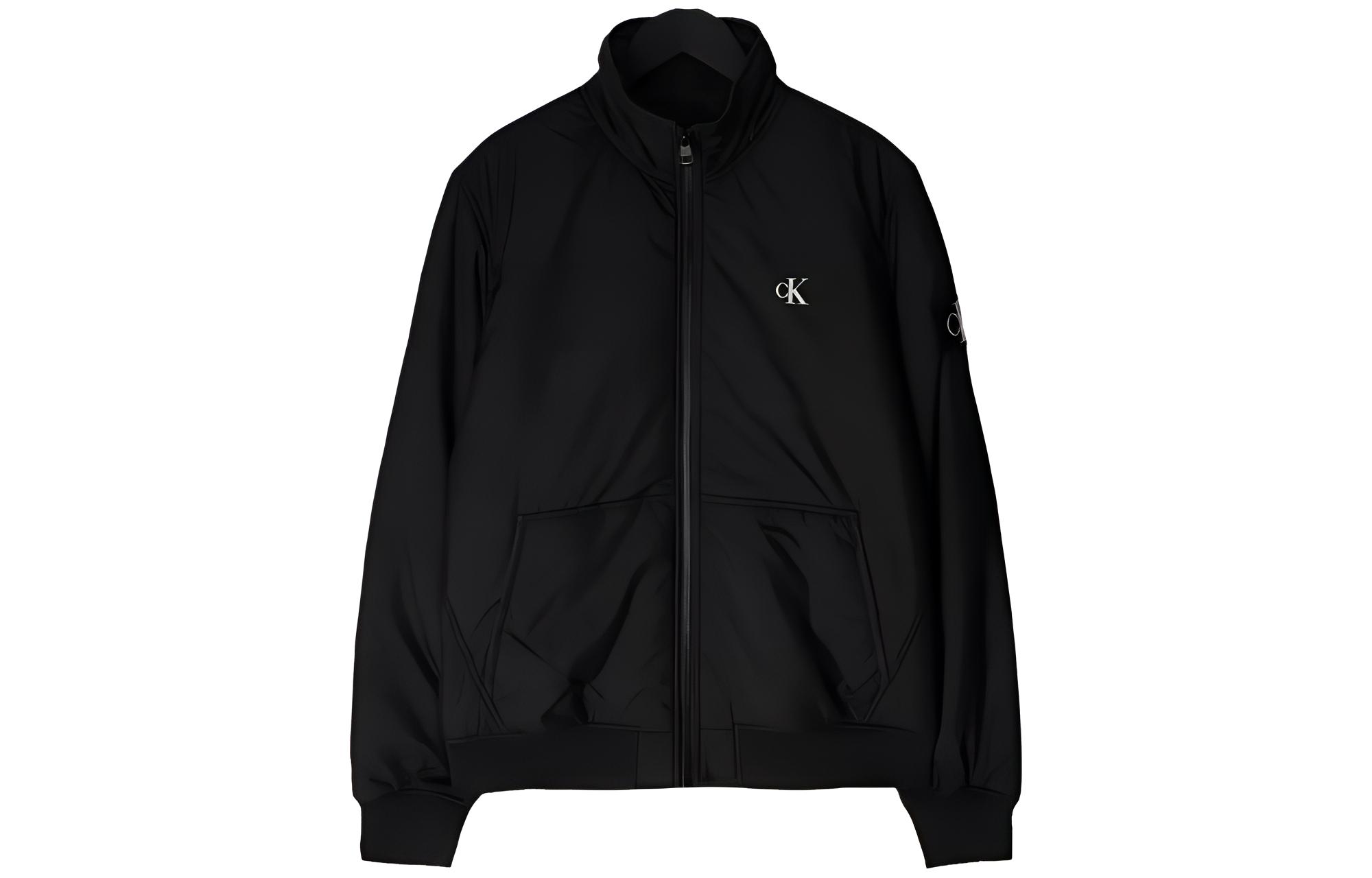 CK/Calvin Klein Solid Color Logo Print Zip Jacket Black J30J322494-BEH