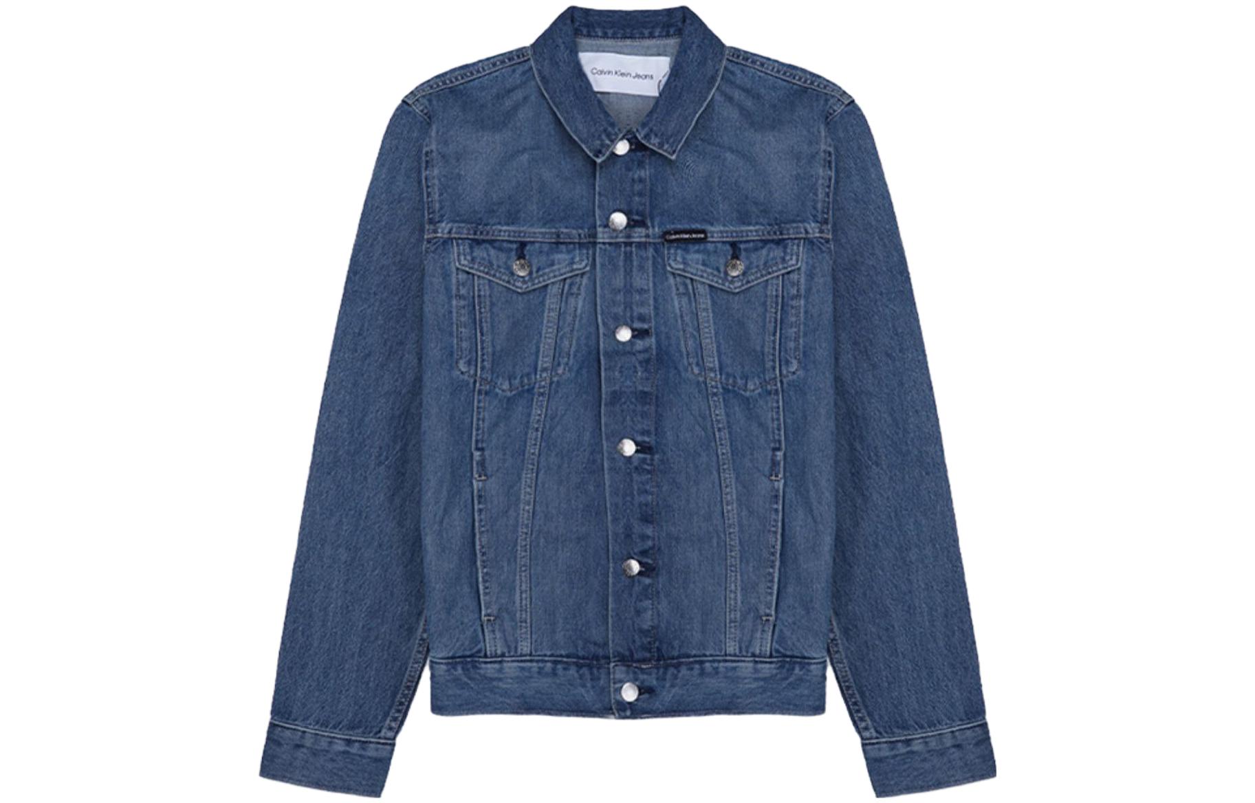 CK/Calvin Klein Solid Color Long Sleeve Jacket Unisex - Dark Blue 40GM720