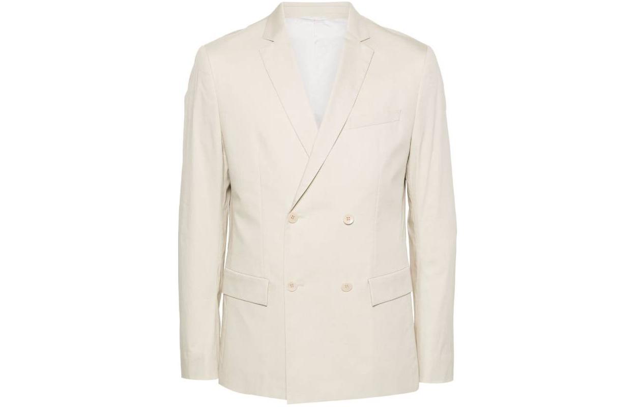 CK/Calvin Klein Solid Double-Breasted Long Sleeve Jacket White () K10K112279-ACE