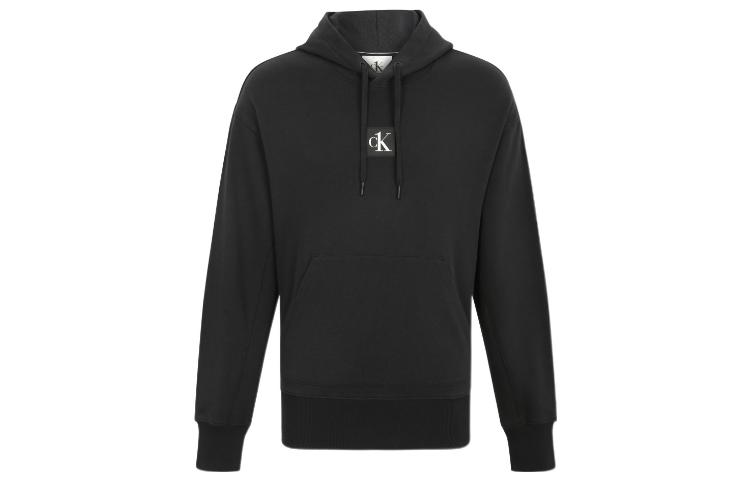 CK/Calvin Klein Solid Letter Print Drawstring Hoodie Unisex Black J400074-BEH