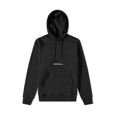 CK/Calvin Klein Solid Logo Hoodie Black Pullover Sweatshirt J30J322894-BEH