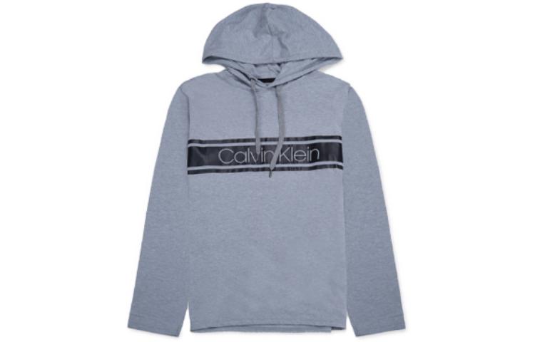 CK/Calvin Klein Solid Logo Hoodie Long Sleeve Sweatshirt - Gray NP2273O-046