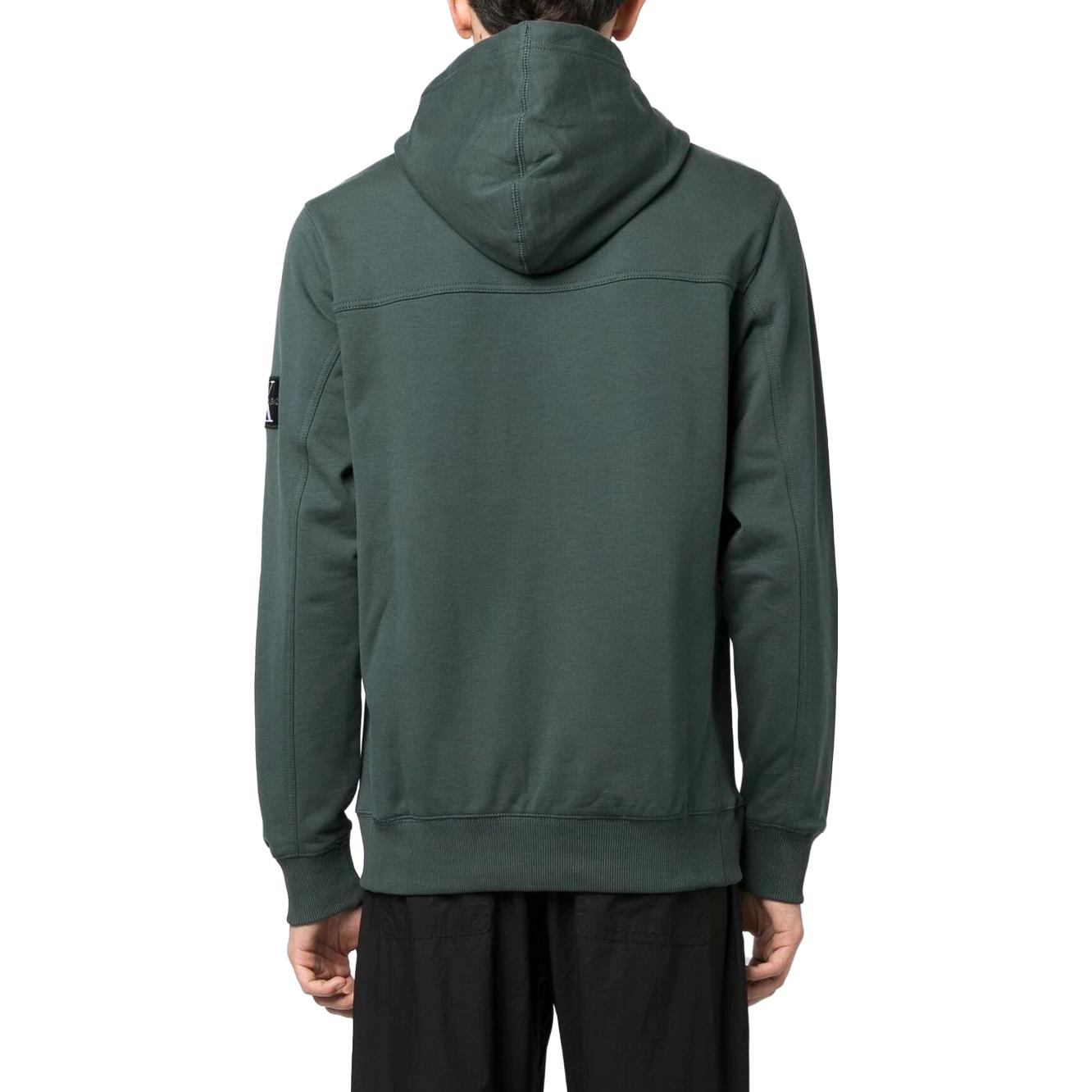 Shop CK/Calvin Klein 纯色徽标连帽衫-深海藻绿色 J30J314036-L7E