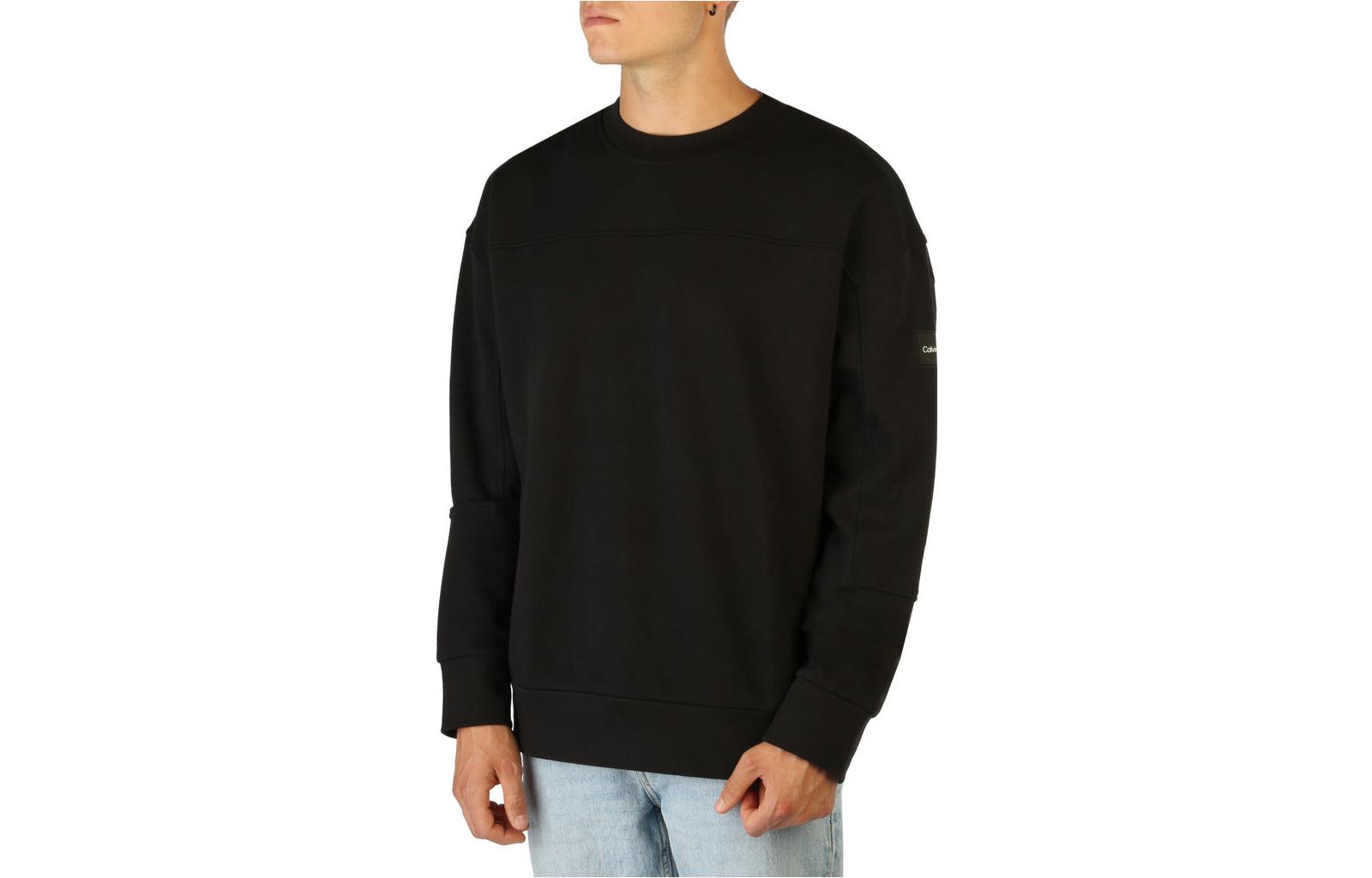 CK/Calvin Klein SS22 Black Solid Logo Crewneck Sweatshirt K10K109708-BEH