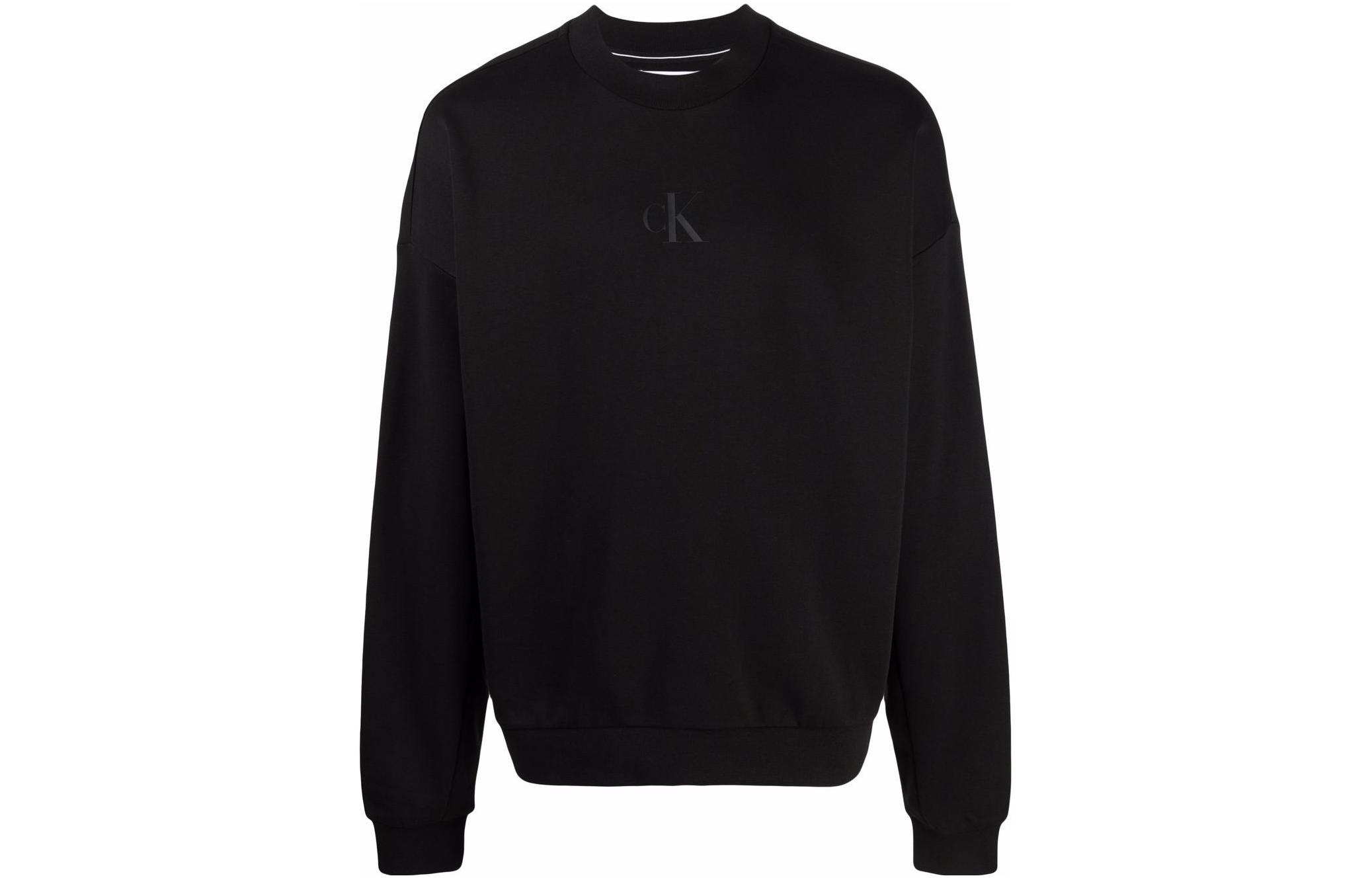 CK/Calvin Klein SS22 Solid Logo Print Crewneck Sweatshirt Men’s Black J30J317406BEH