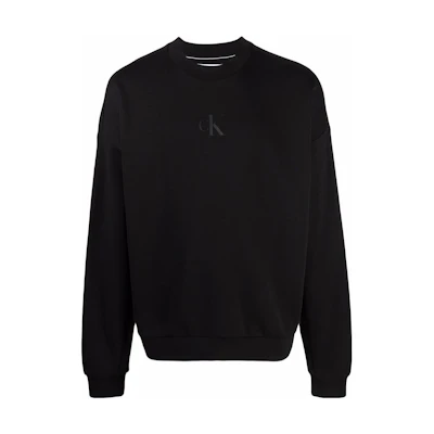 CK/Calvin Klein SS22 Solid Logo Print Crewneck Sweatshirt Men’s Black J30J317406BEH