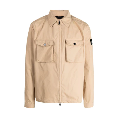CK/Calvin Klein SS23 Logo Appliqué Zip-Up Shirt Jacket Beige () K10K107136PF2