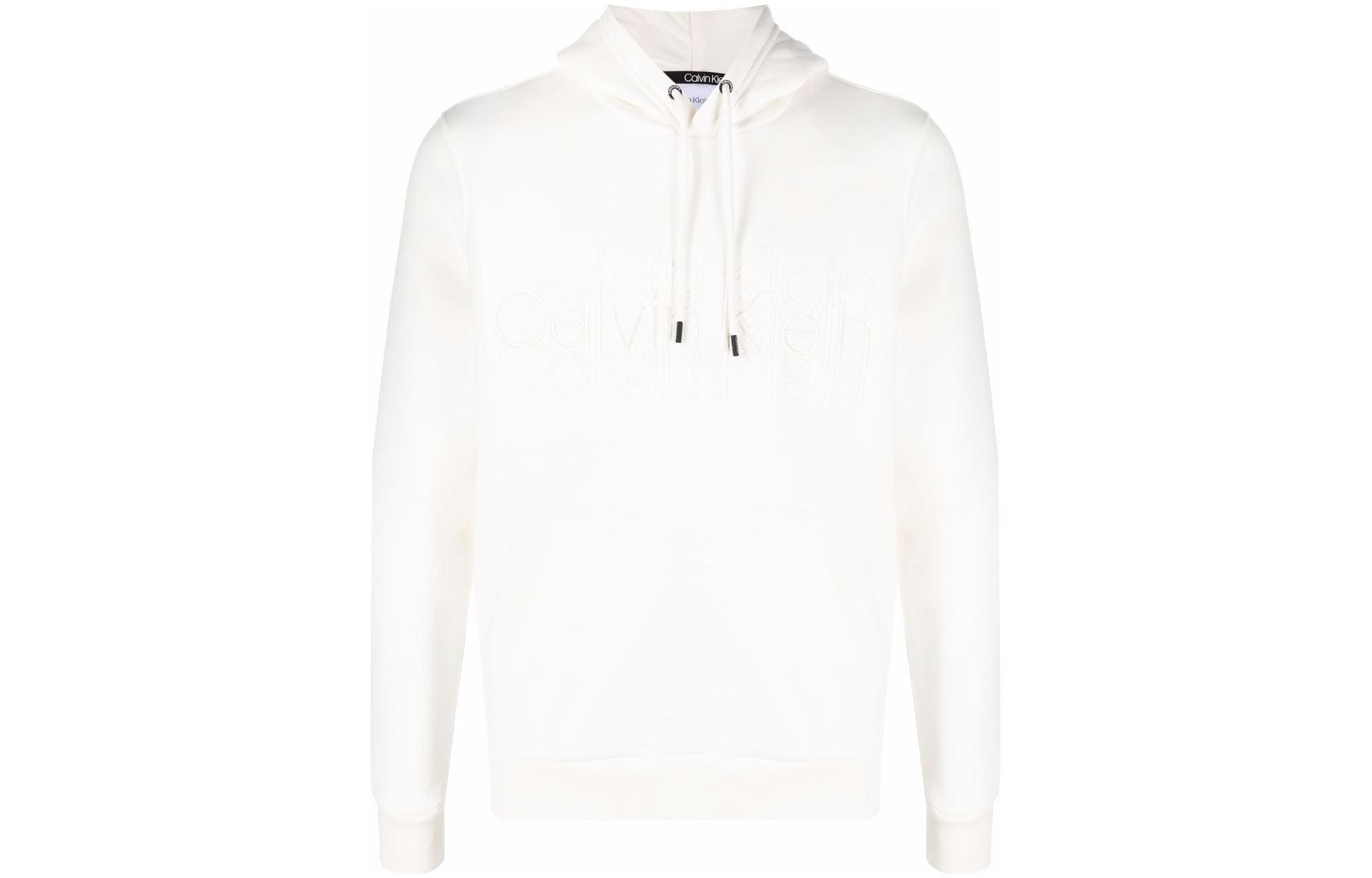 CK/Calvin Klein SS23 White Logo Embroidered Pullover Hoodie Men’s K10K107702-YAH
