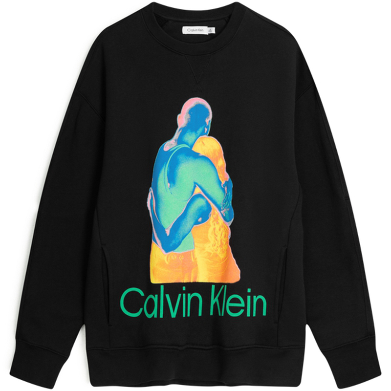 CK/Calvin Klein Unisex Patterned Crewneck Long-Sleeve Sweatshirt Space Black 40800STBAE