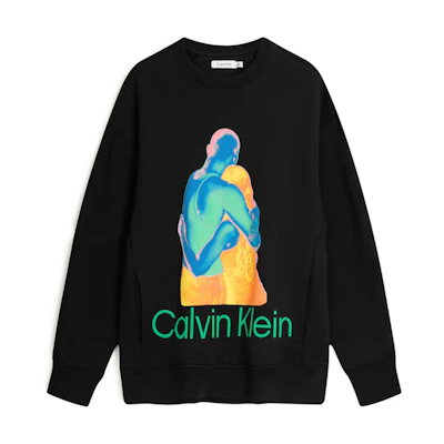 CK/Calvin Klein Unisex Patterned Crewneck Long-Sleeve Sweatshirt Space Black 40800STBAE