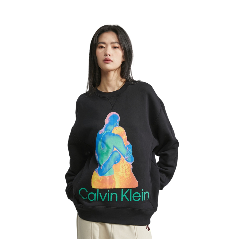 Shop CK/カルバン・クライン ユニセックス パターン クルーネック 長袖 スウェット ブラック 40800STBAE