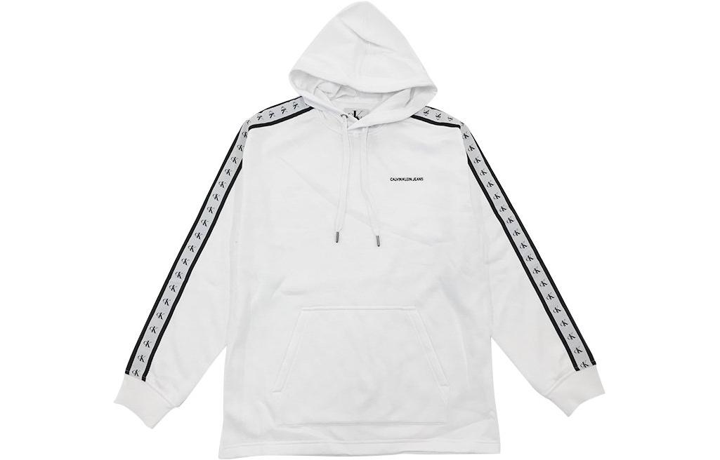 CK/Calvin Klein White Solid Logo Print Hoodie 41Q9031-103