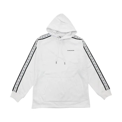 CK/Calvin Klein White Solid Logo Print Hoodie 41Q9031-103