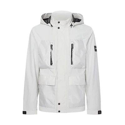 CK/Calvin Klein White Solid Zip Multi-Pocket Jacket K10K109425ACE