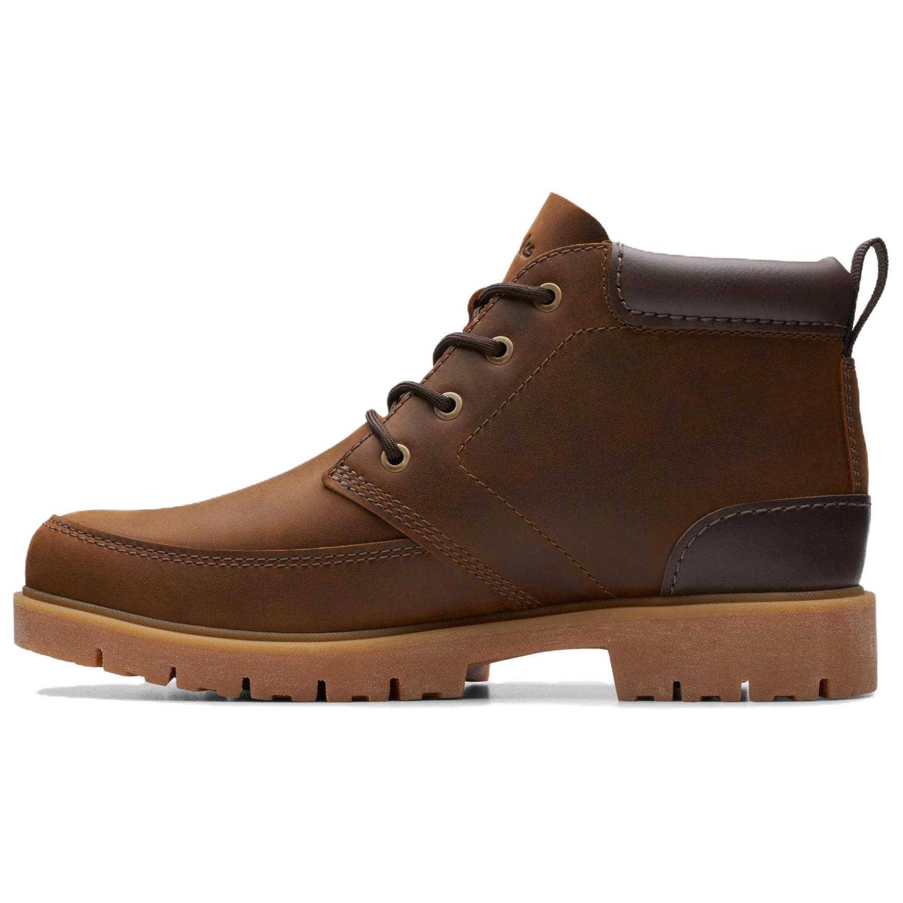 Clarks Leather Round Toe Lace-Up Ankle Boots Brown 26173452
