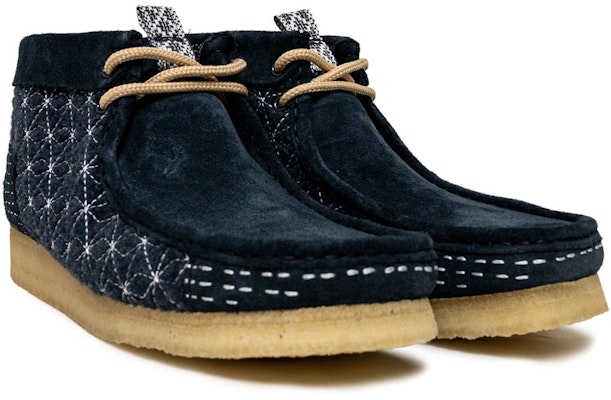 Clarks Originals Wallabee Boot Navy Shashiko 26169152 Order Clarks Originals Wallabee Boot Navy Shashiko 26169152