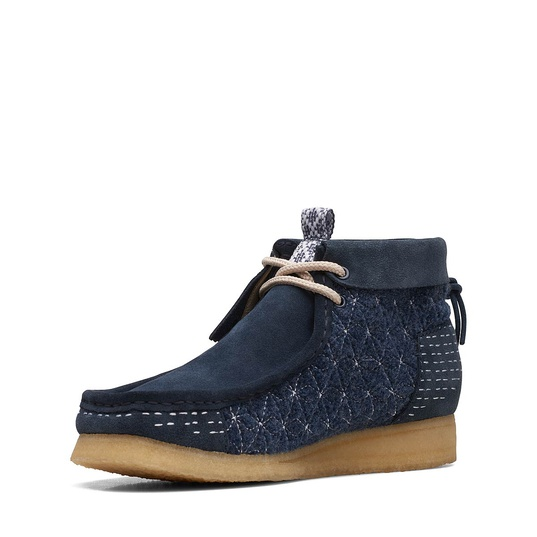 Shop Clarks Originals Wallabee Boot Navy Sashiko Lelaki 26169152