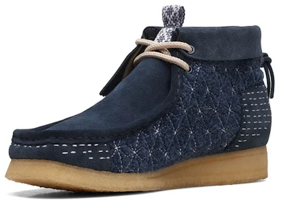 Clarks Originals Wallabee Boot Navy Sashiko Lelaki 26169152 Shop Clarks Originals Wallabee Boot Navy Sashiko Lelaki 26169152