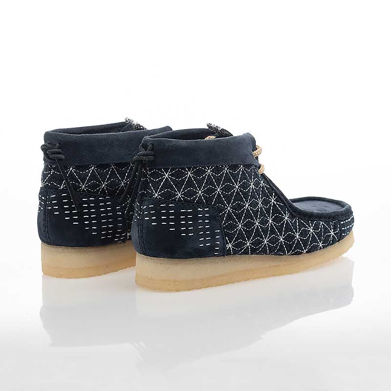 Lookbook Clarks Wallabee Boot (Japanese Embroidery) Plain blue CLM69152R